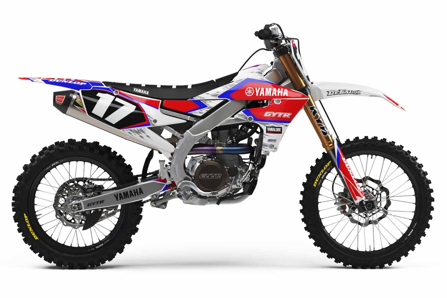 Yamaha YZ125 White T-17 Series Dirt Bike Graphics Kit