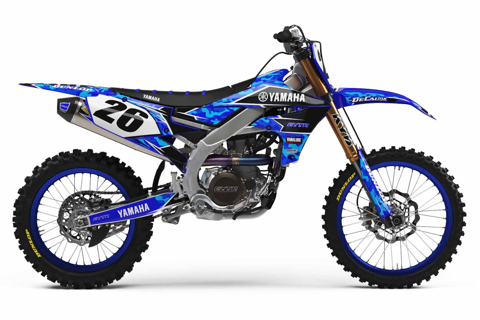 Yamaha YZ250 Blue Traditional Camo Dirt Bike Graphics Kit