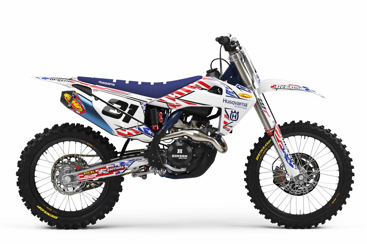 Husqvarna FC250 White Stars and Sripes Dirt Bike Graphics Kit