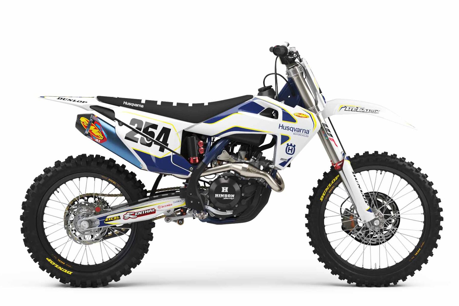 Husqvarna TE450 White T-2 Custom Dirt Bike Graphics Kit