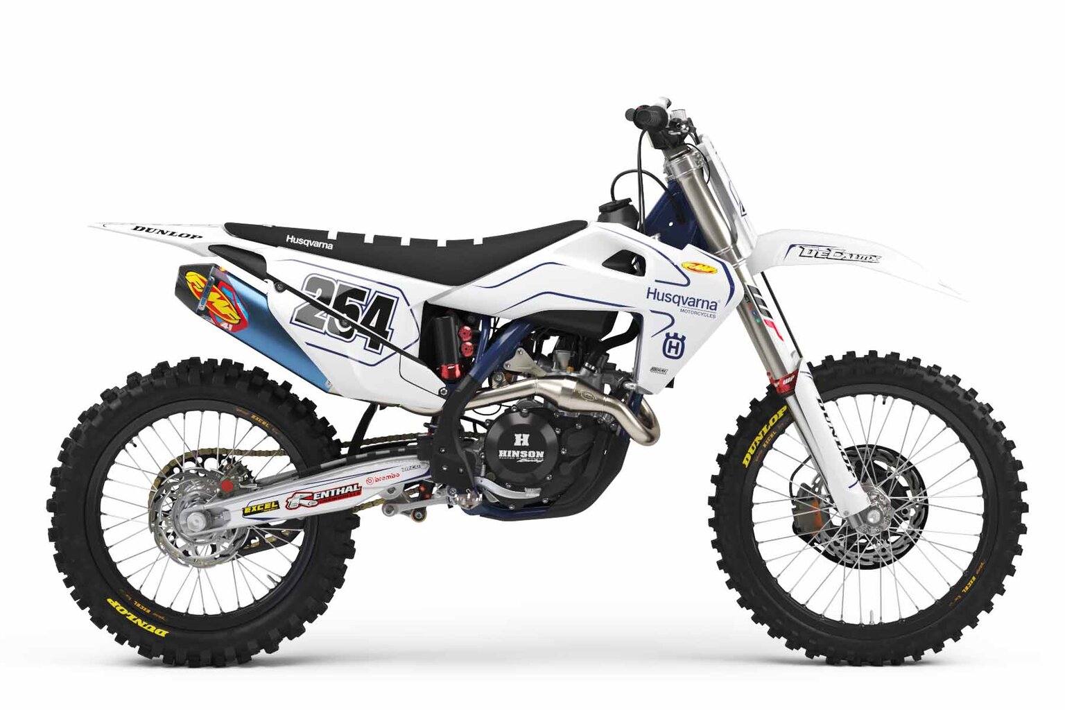 Husqvarna TC125 White T-2 Custom Dirt Bike Graphics Kit