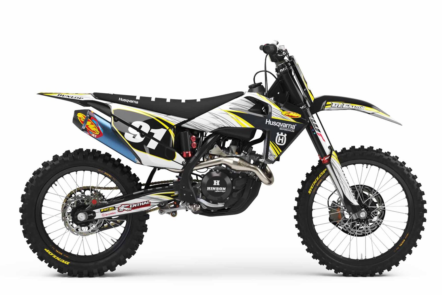 Husqvarna TE450 White T-9 Custom Dirt Bike Graphics Kit