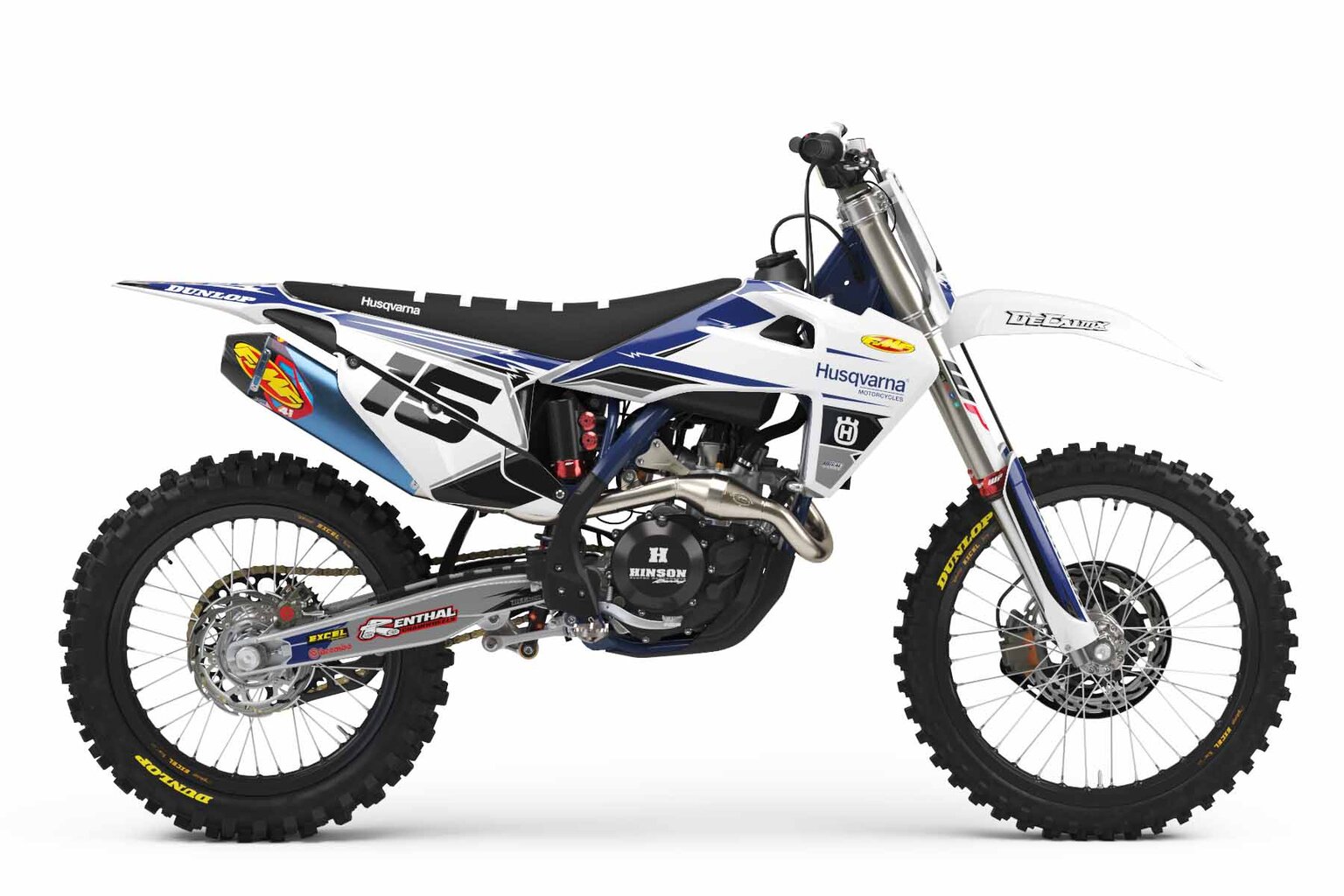 Husqvarna TE450 White T-15 Custom Dirt Bike Graphics Kit