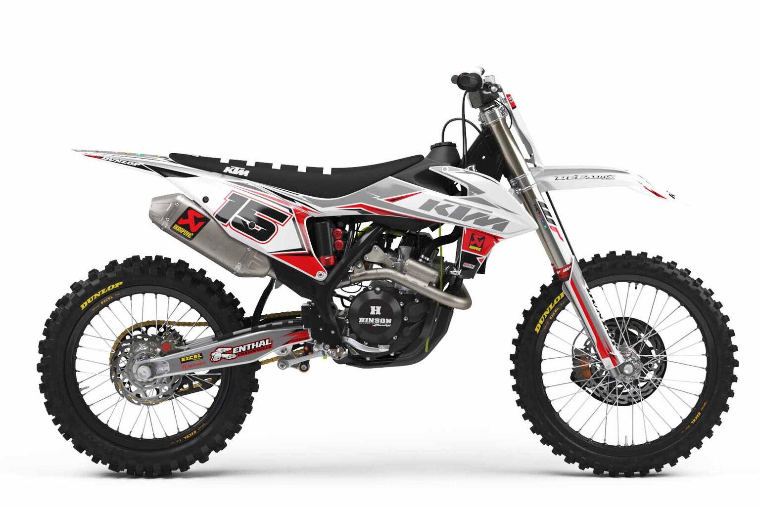 KTM EXC450 White T-15 Series Dirt Bike Graphics Kit