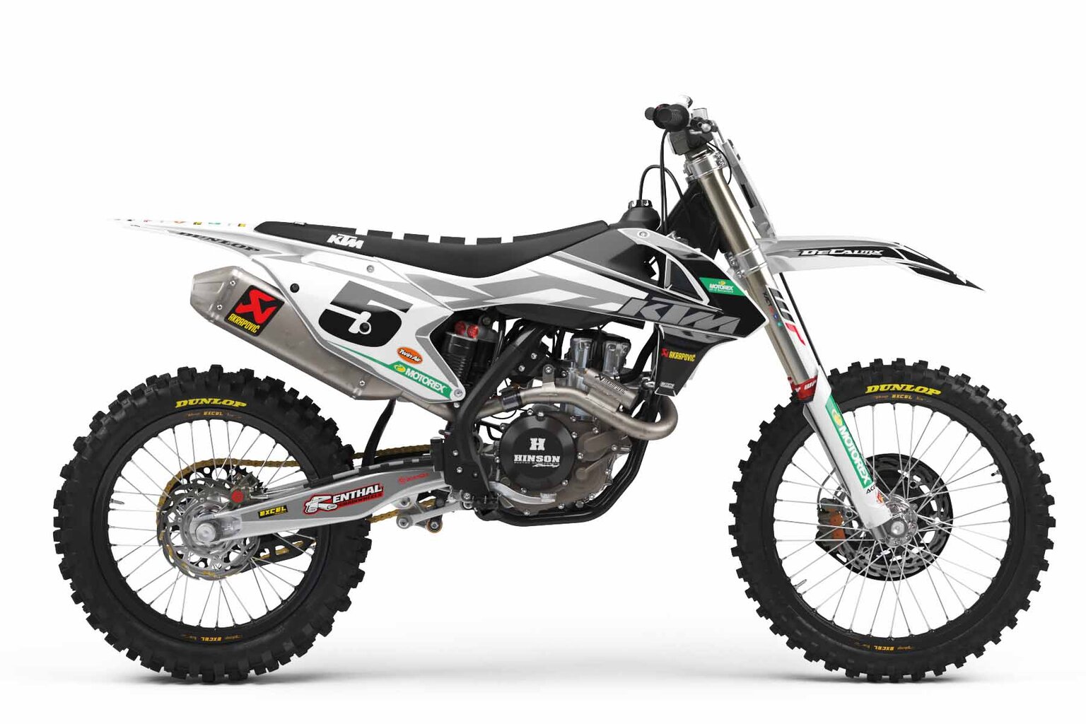 KTM SXF250 White Factory Series 5 Dirt Bike Graphics Kit