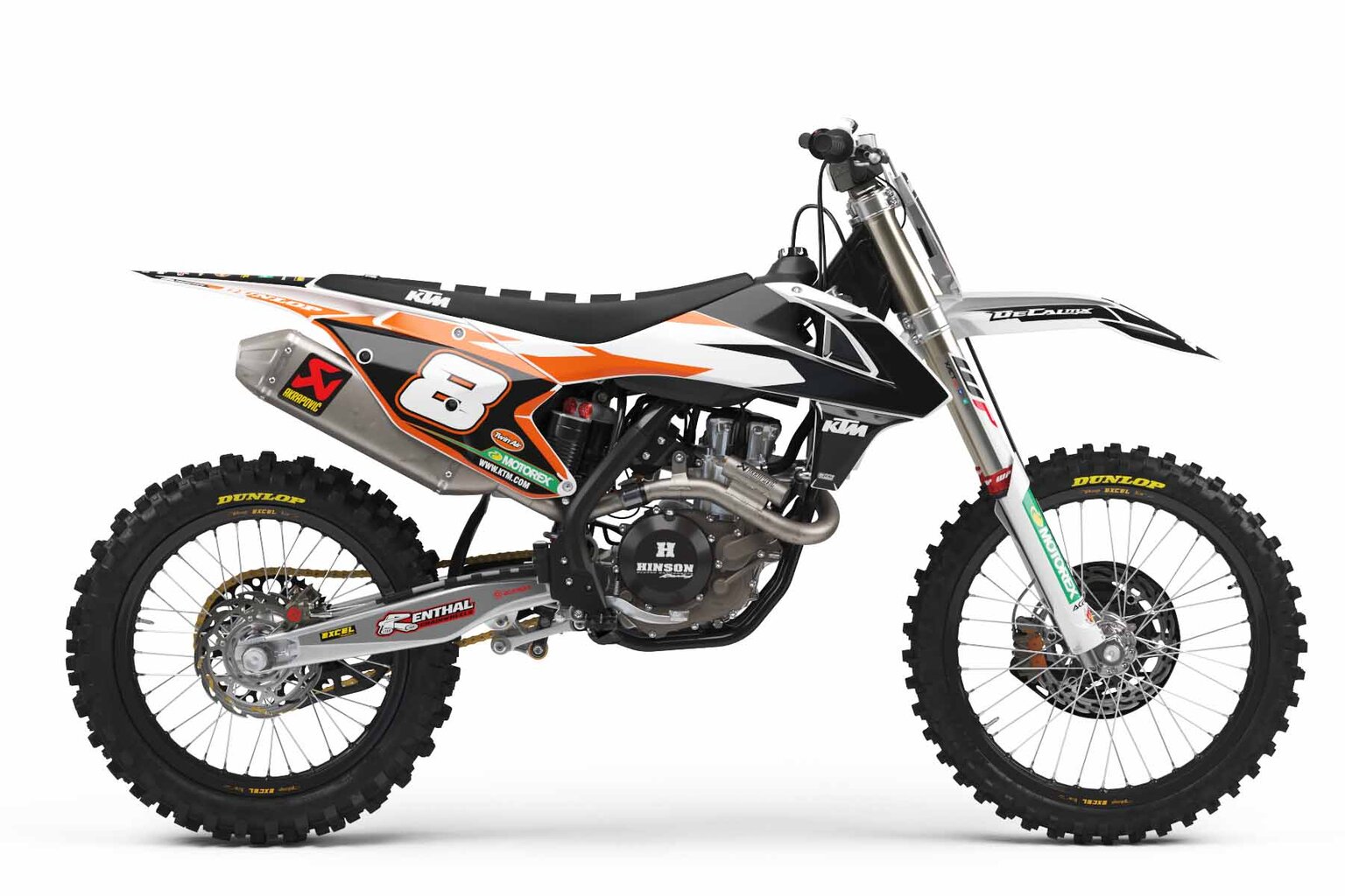 KTM SX50 White Factory Series 8 Dirt Bike Graphics Kit