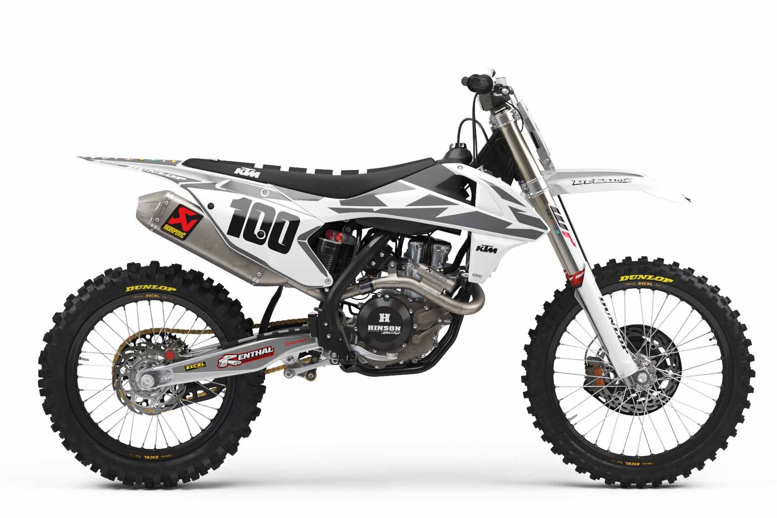 KTM SXF250 White Factory Series 10 Dirt Bike Graphics Kit