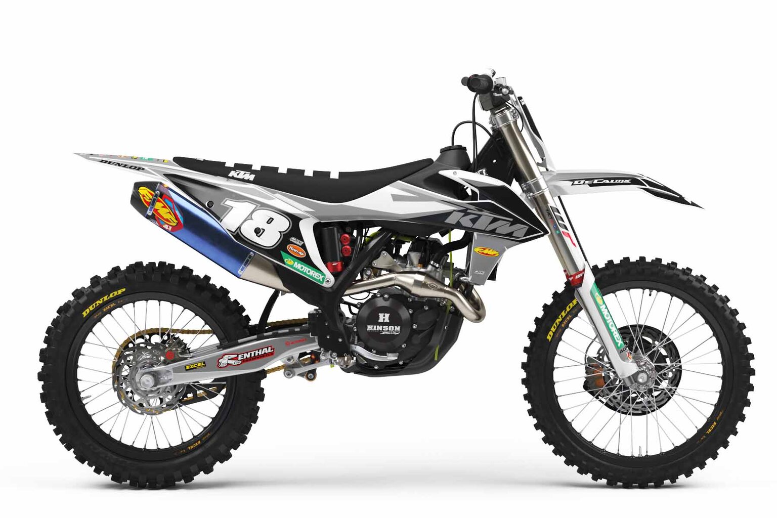 KTM SXF250 White Factory Series 18 Dirt Bike Graphics Kit