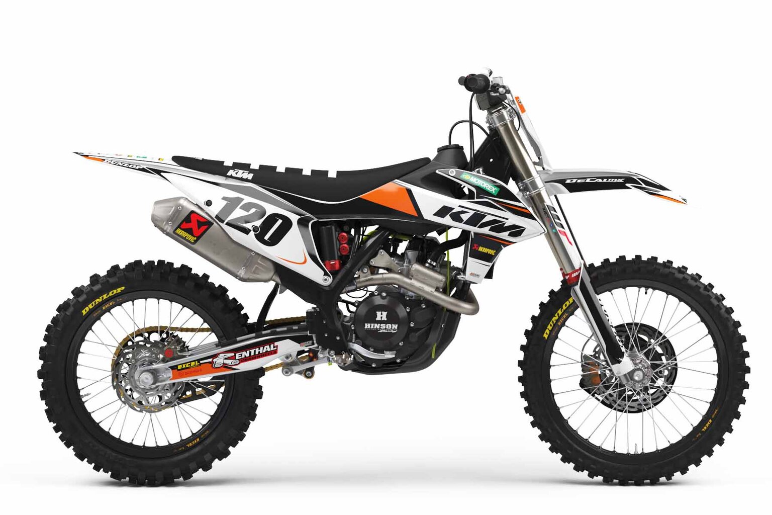 KTM SXF Orange/White T-1 Semi Custom Complete Graphics Kit