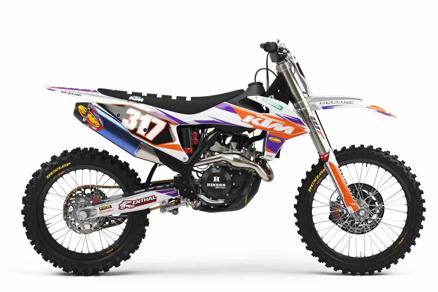 KTM SXF250 White T-3 Series Dirt Bike Graphics Kit