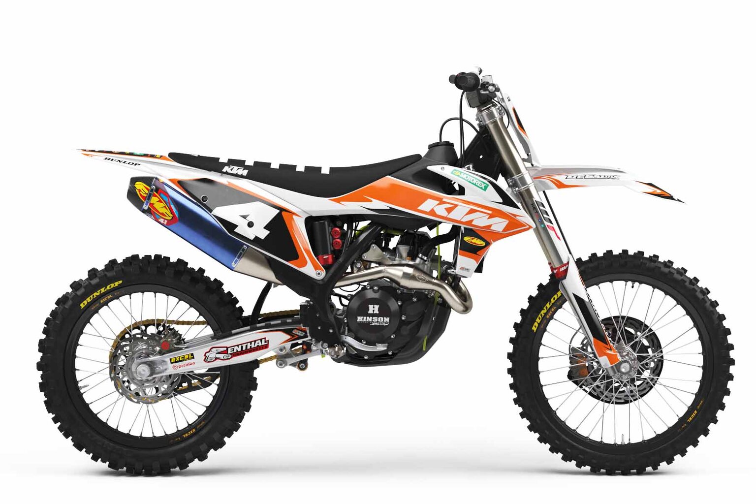 KTM EXC250 White T-4 Series Dirt Bike Graphics Kit