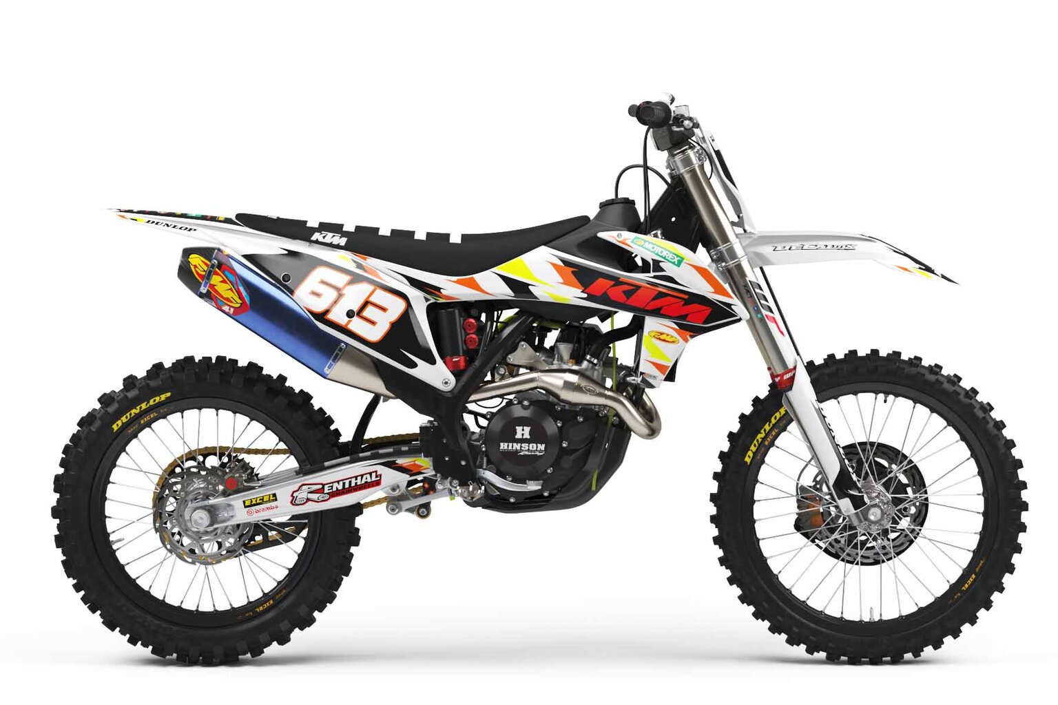 KTM SXF250 White T-6 Series Dirt Bike Graphics Kit