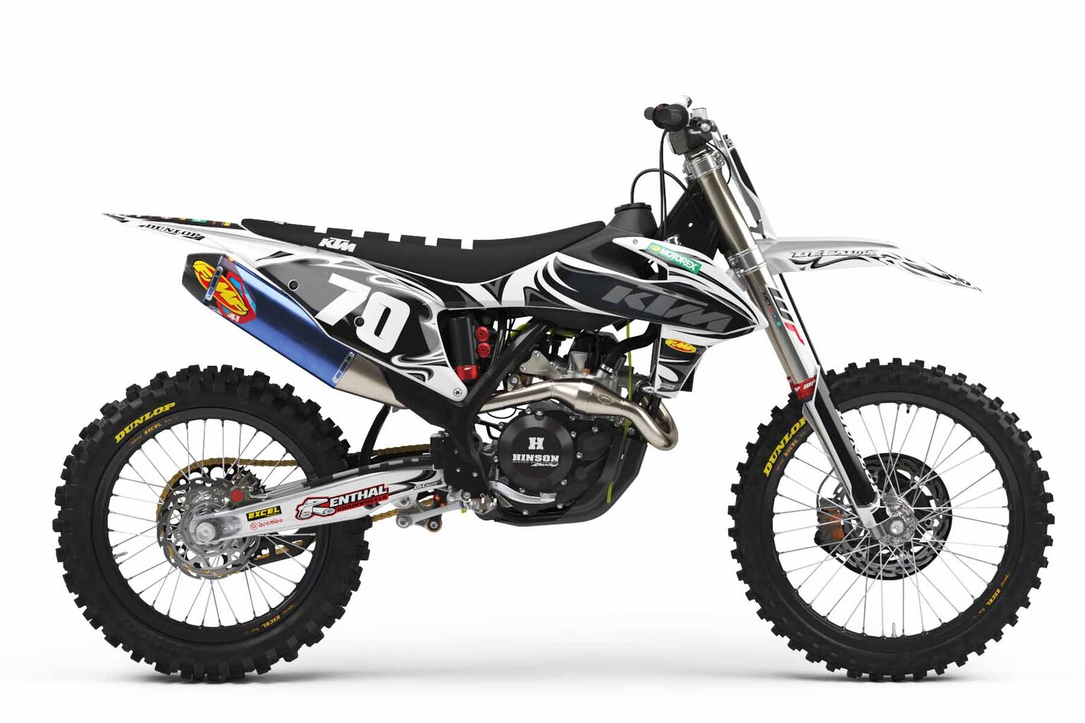 KTM EXC250 White T-7 Series Dirt Bike Graphics Kit