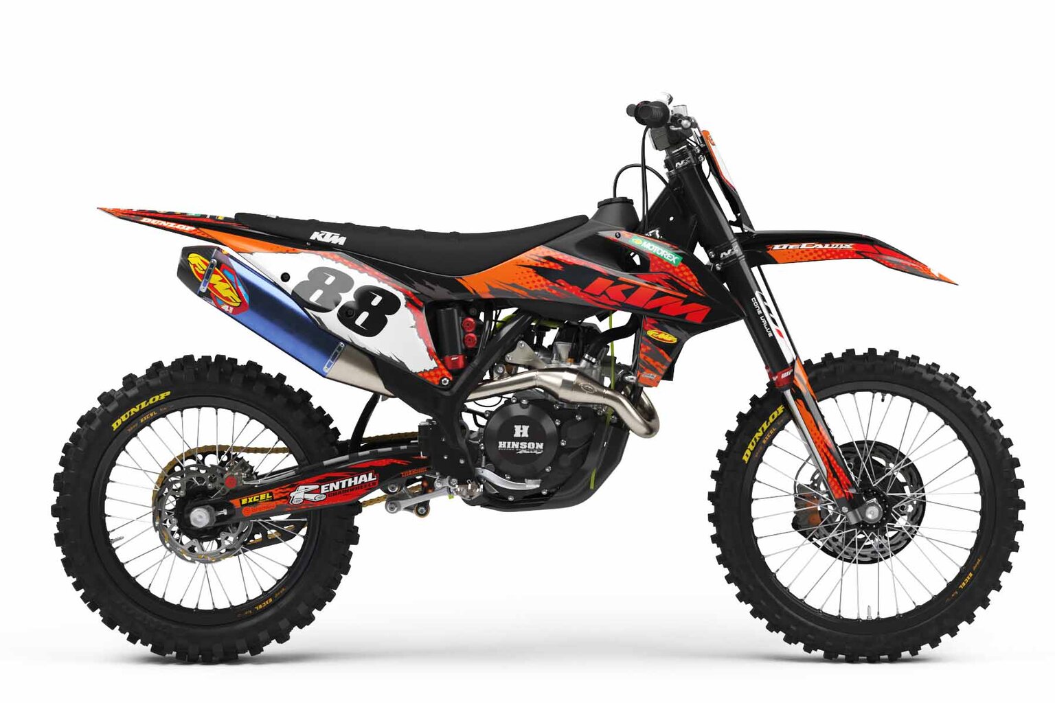 KTM SX50 Black T-8 Series Dirt Bike Graphics Kit