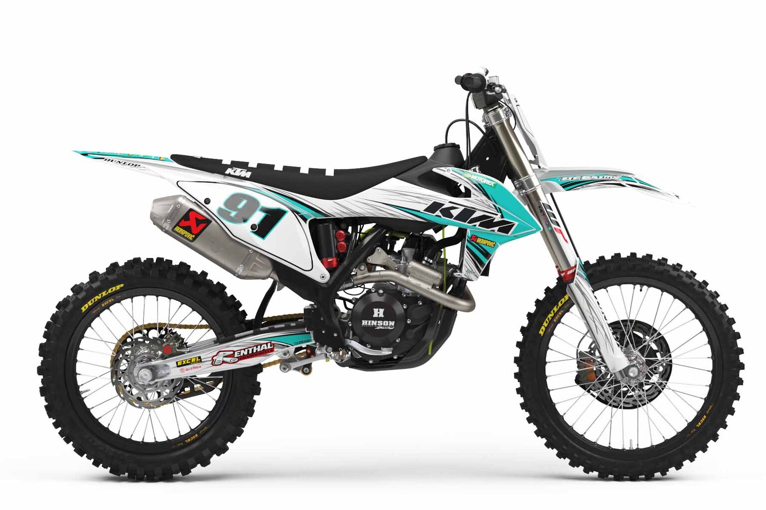 KTM SXF250 White T-9 Series Dirt Bike Graphics Kit