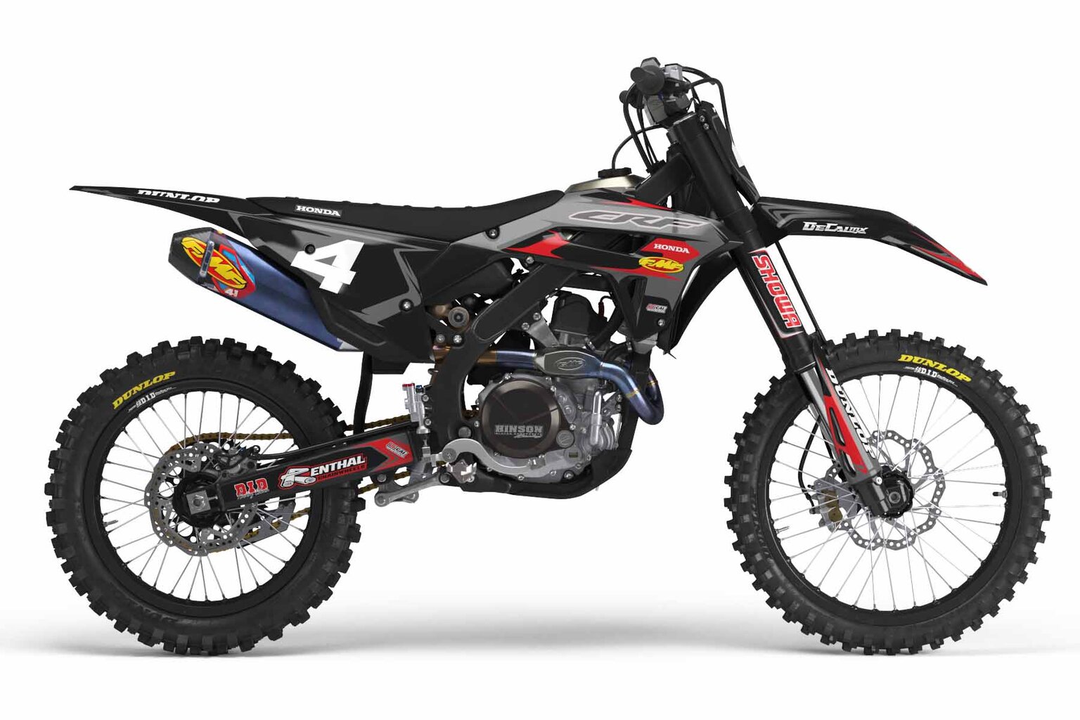 Honda CR250 Black T-4 Series Dirt Bike Graphics Kit