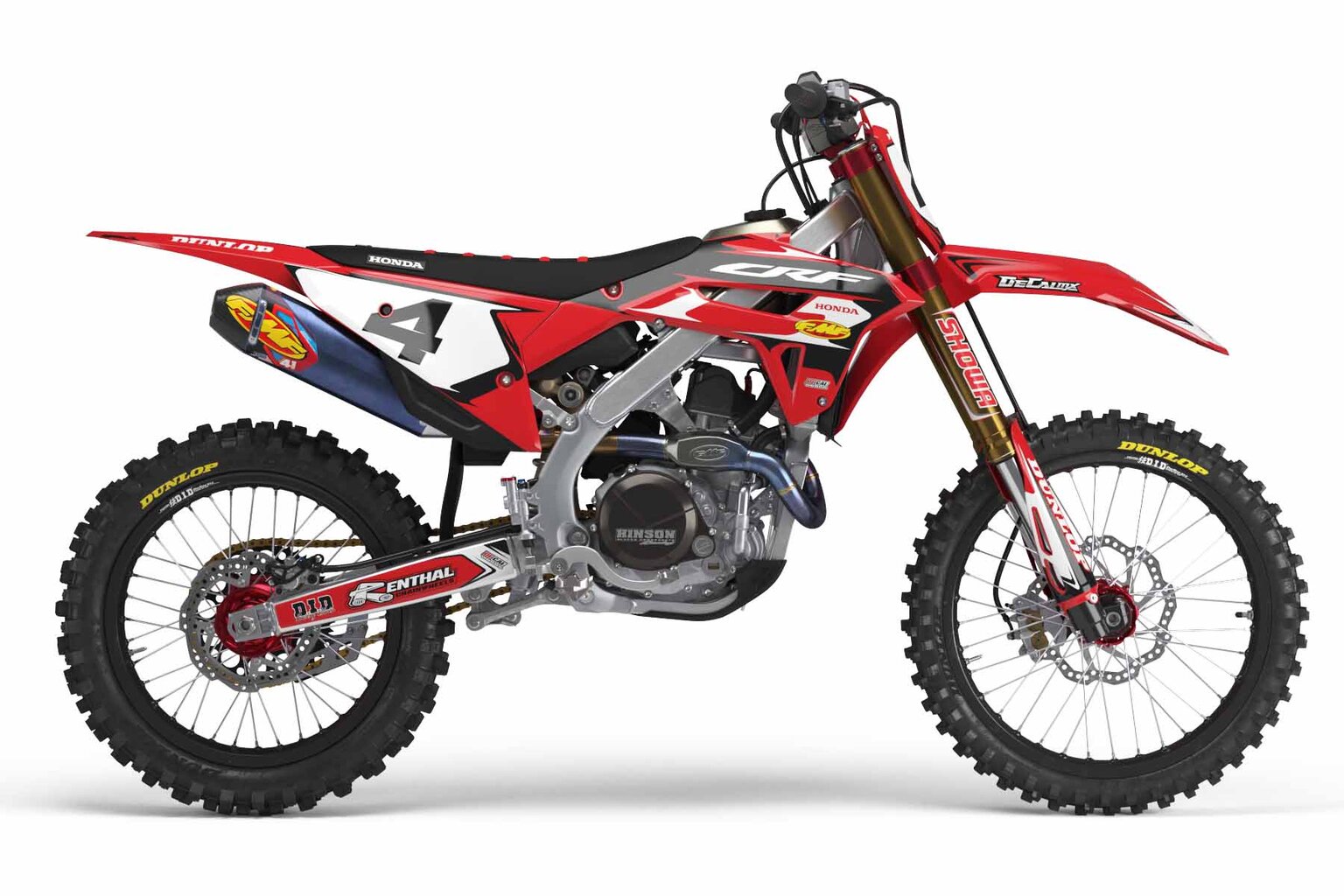 Honda CRF110 Red T-4 Series Dirt Bike Graphics Kit