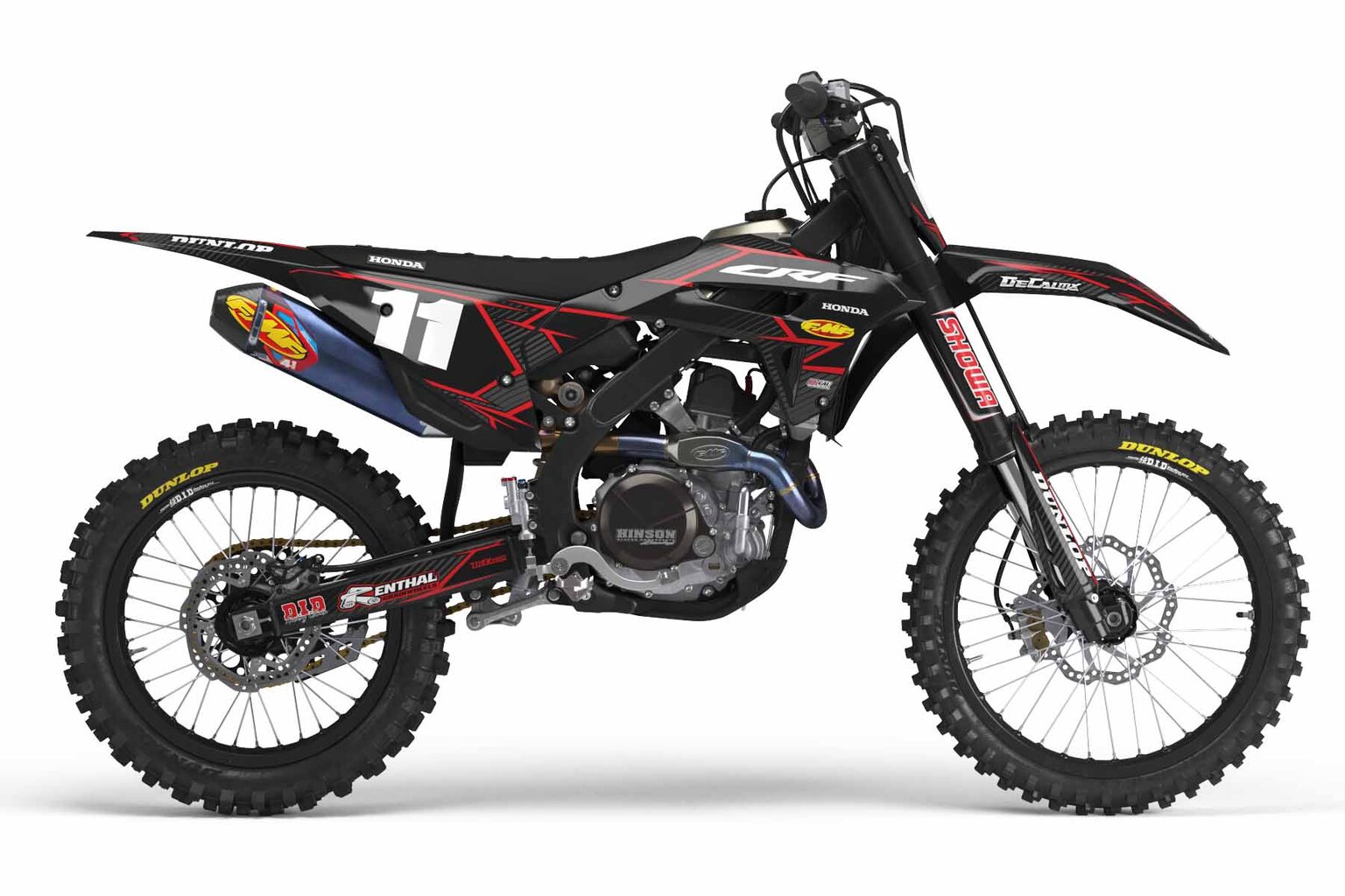 Honda CRF110 Black T-11 Series Dirt Bike Graphics Kit