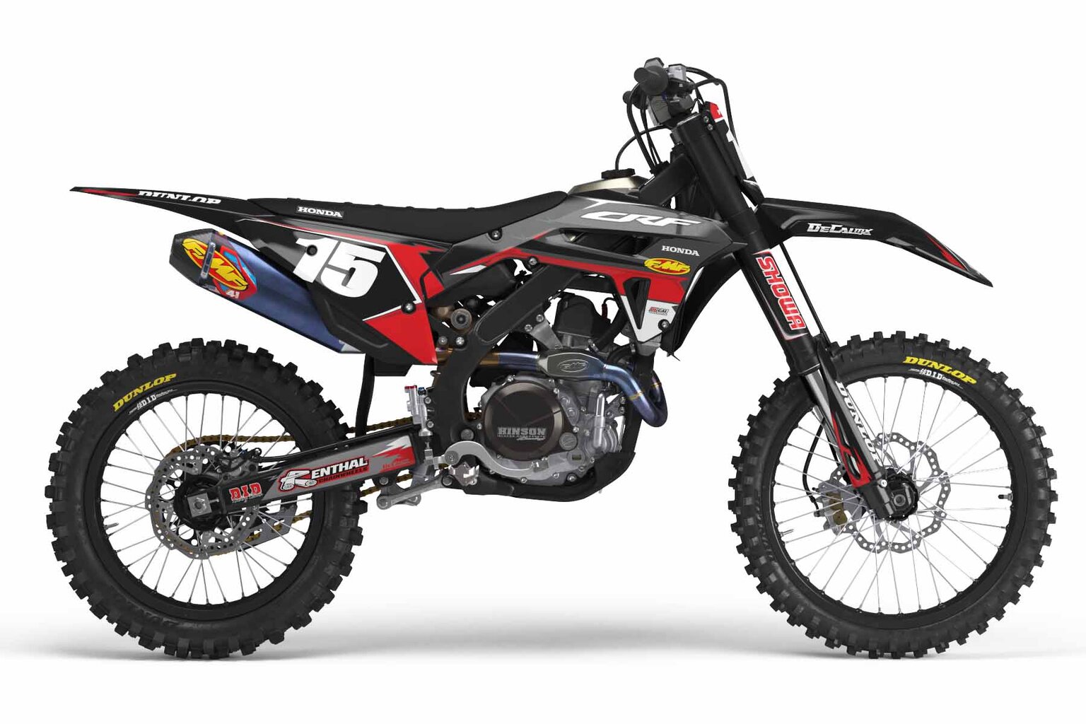 Honda CRF110 Black T-15 Series Dirt Bike Graphics Kit