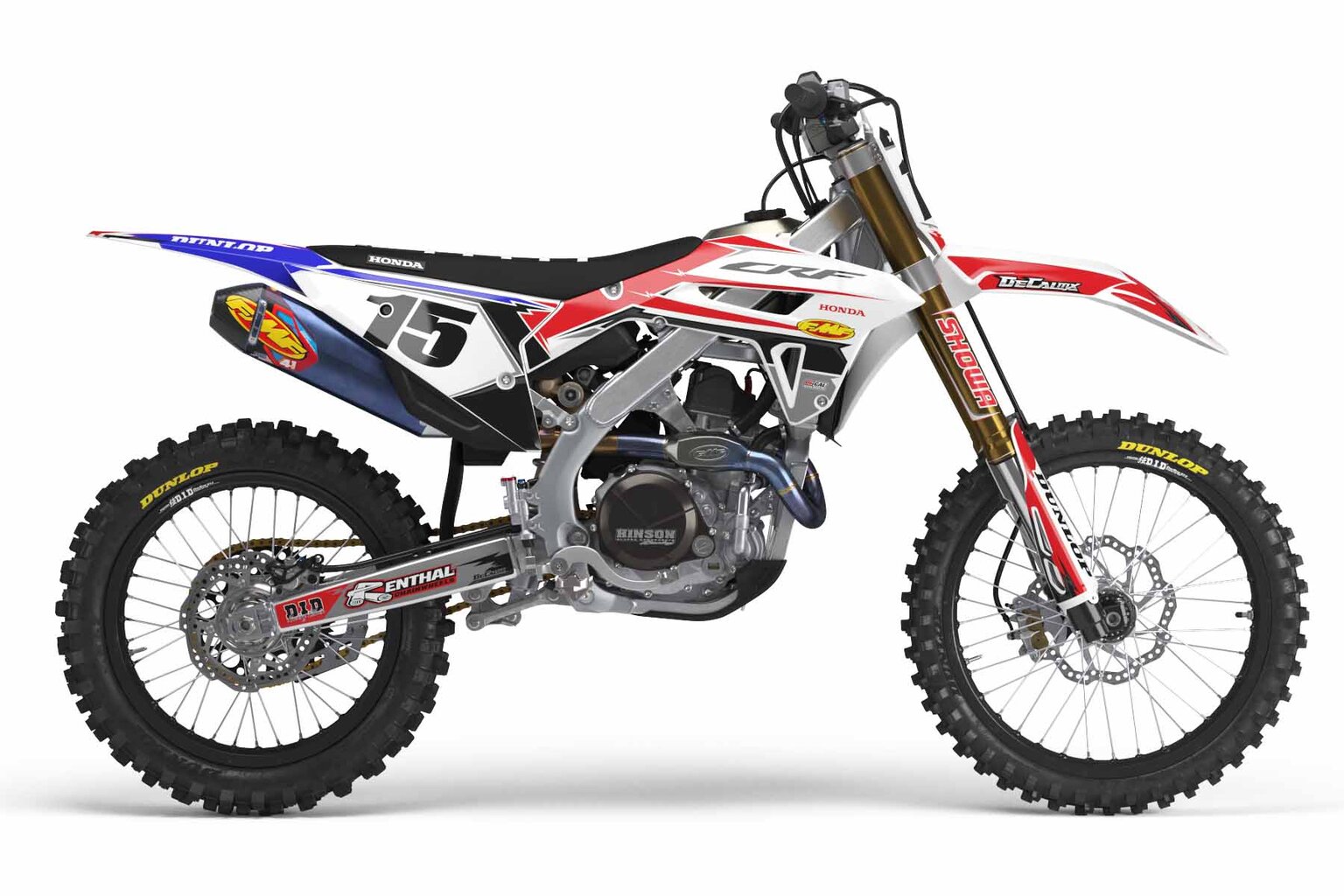 Honda CR250 White T-15 Series Dirt Bike Graphics Kit