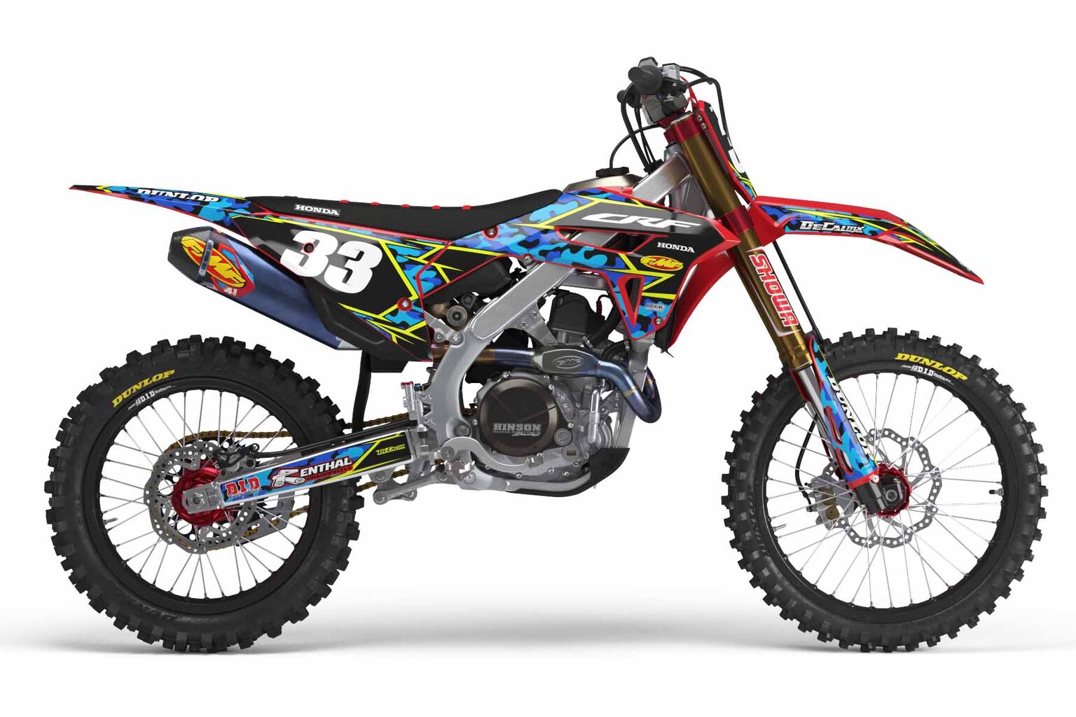 Honda CRF110 Red Traditional Camo Dirt Bike Graphics Kit