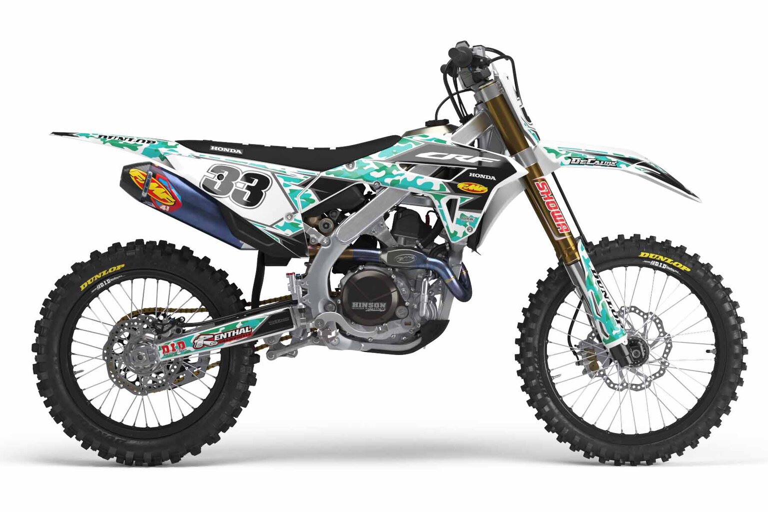 Honda CR125 White Traditional Camo Dirt Bike Graphics Kit