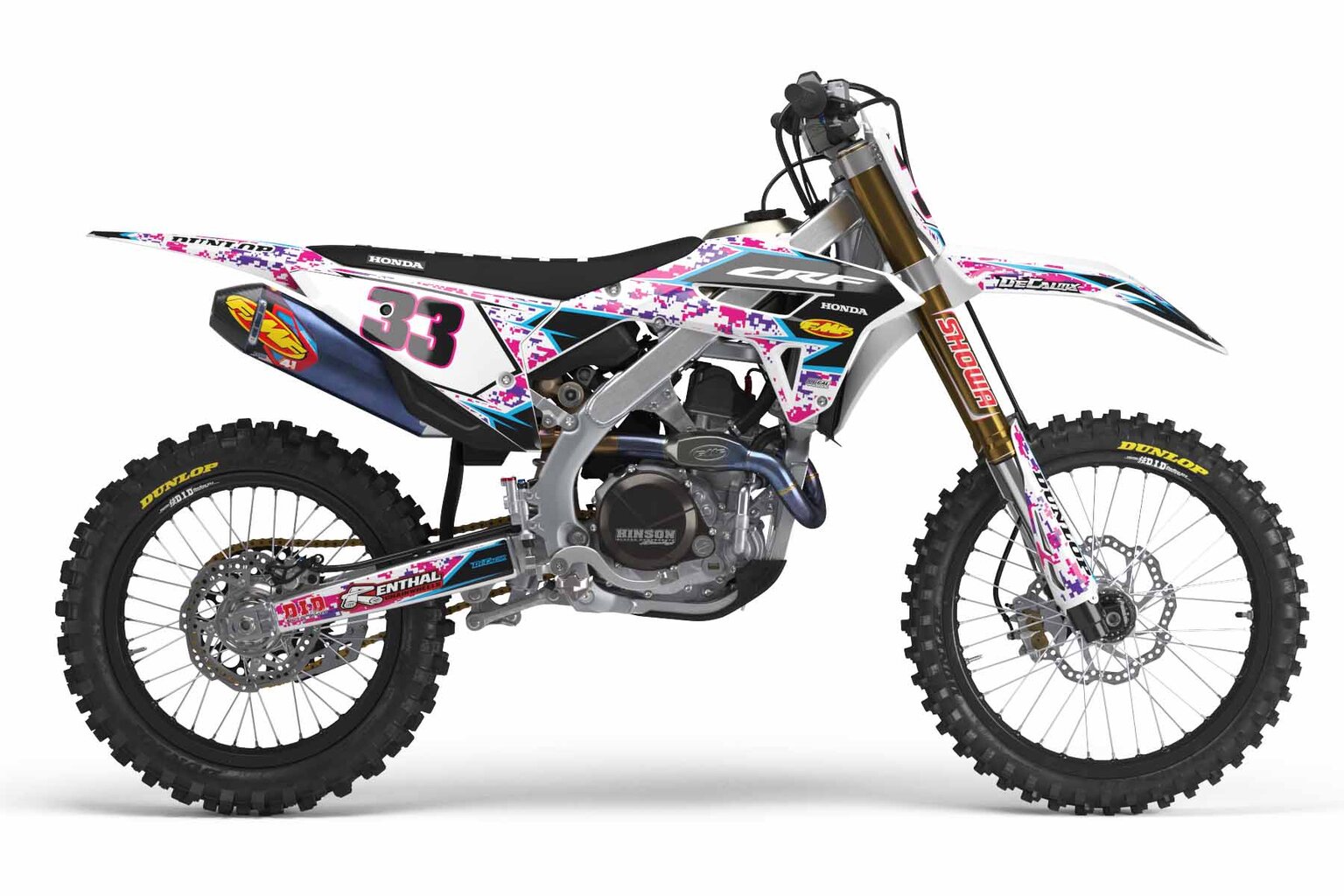 Honda CRF110 White Digital Camo Dirt Bike Graphics Kit