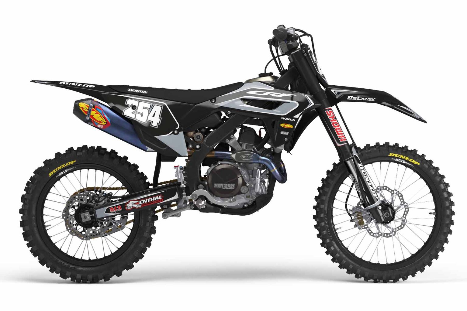 Honda CR85 Black T-2 Series Dirt Bike Graphics Kit