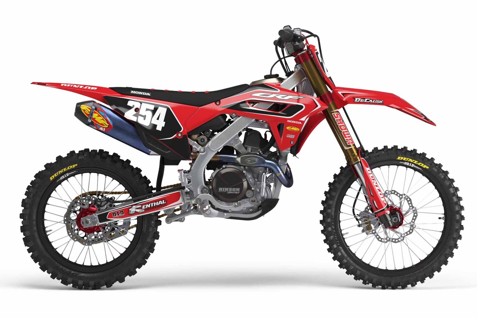 Honda CRF110 Red T-2 Series Dirt Bike Graphics Kit