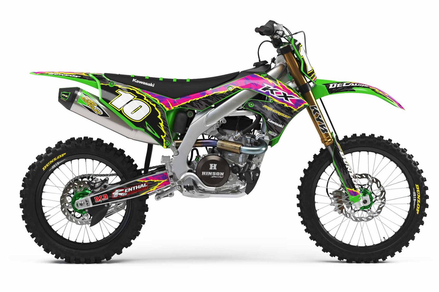 Kawasaki KX250 Green T-10 Series Dirt Bike Graphics Kit