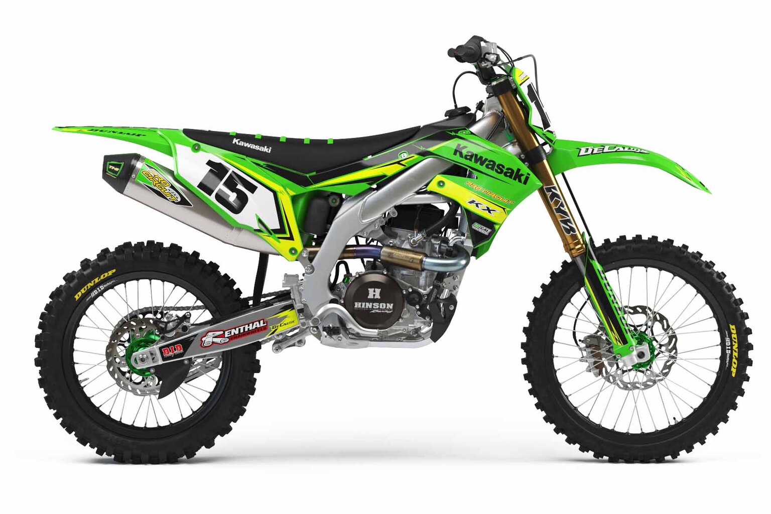 Kawasaki KX85 Green T-15 Series Dirt Bike Graphics Kit