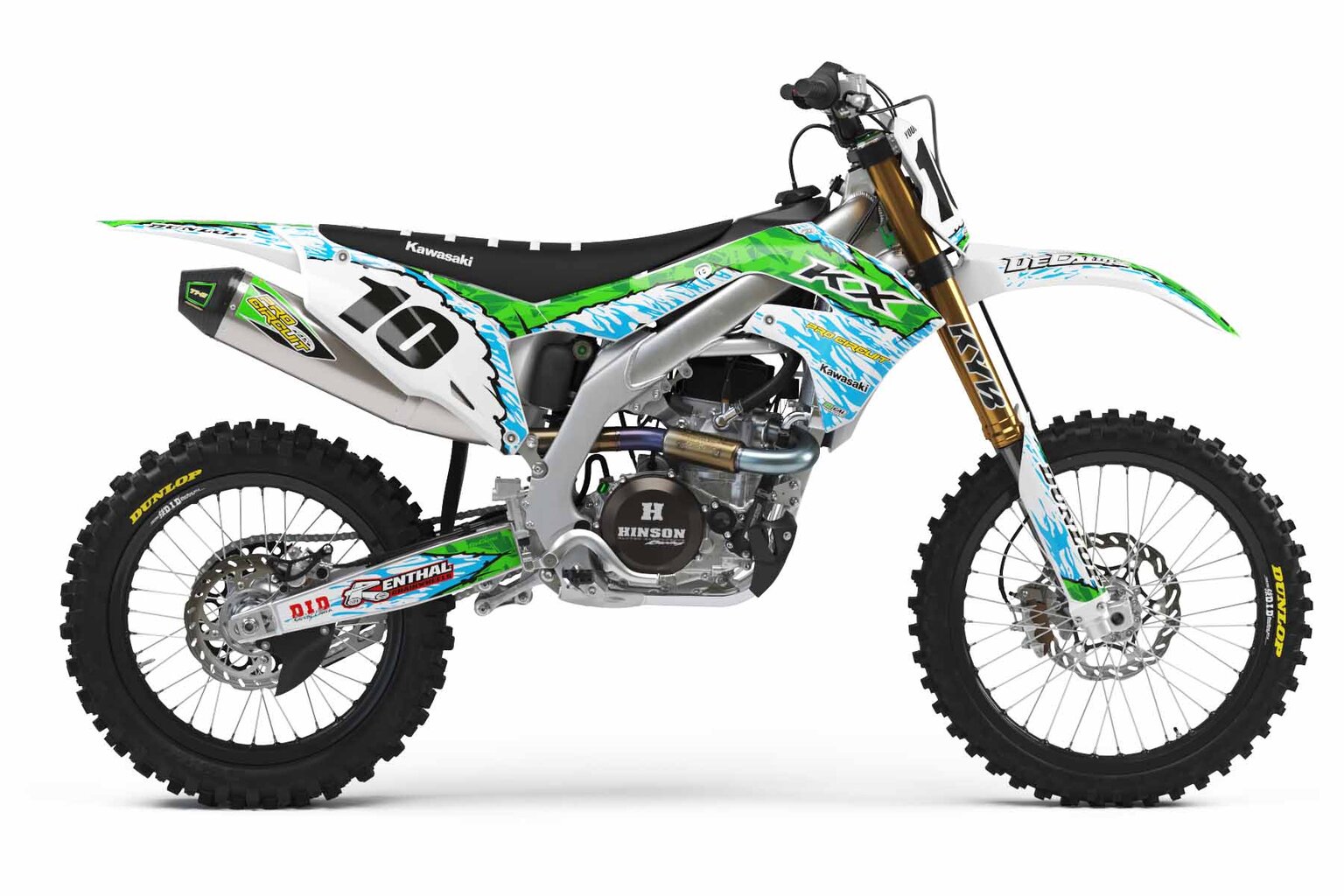 Kawasaki KX450F White T-10 Series Dirt Bike Graphics Kit