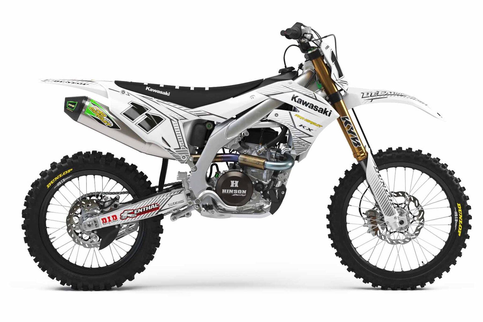 Kawasaki KX250 White T-11 Series Dirt Bike Graphics Kit