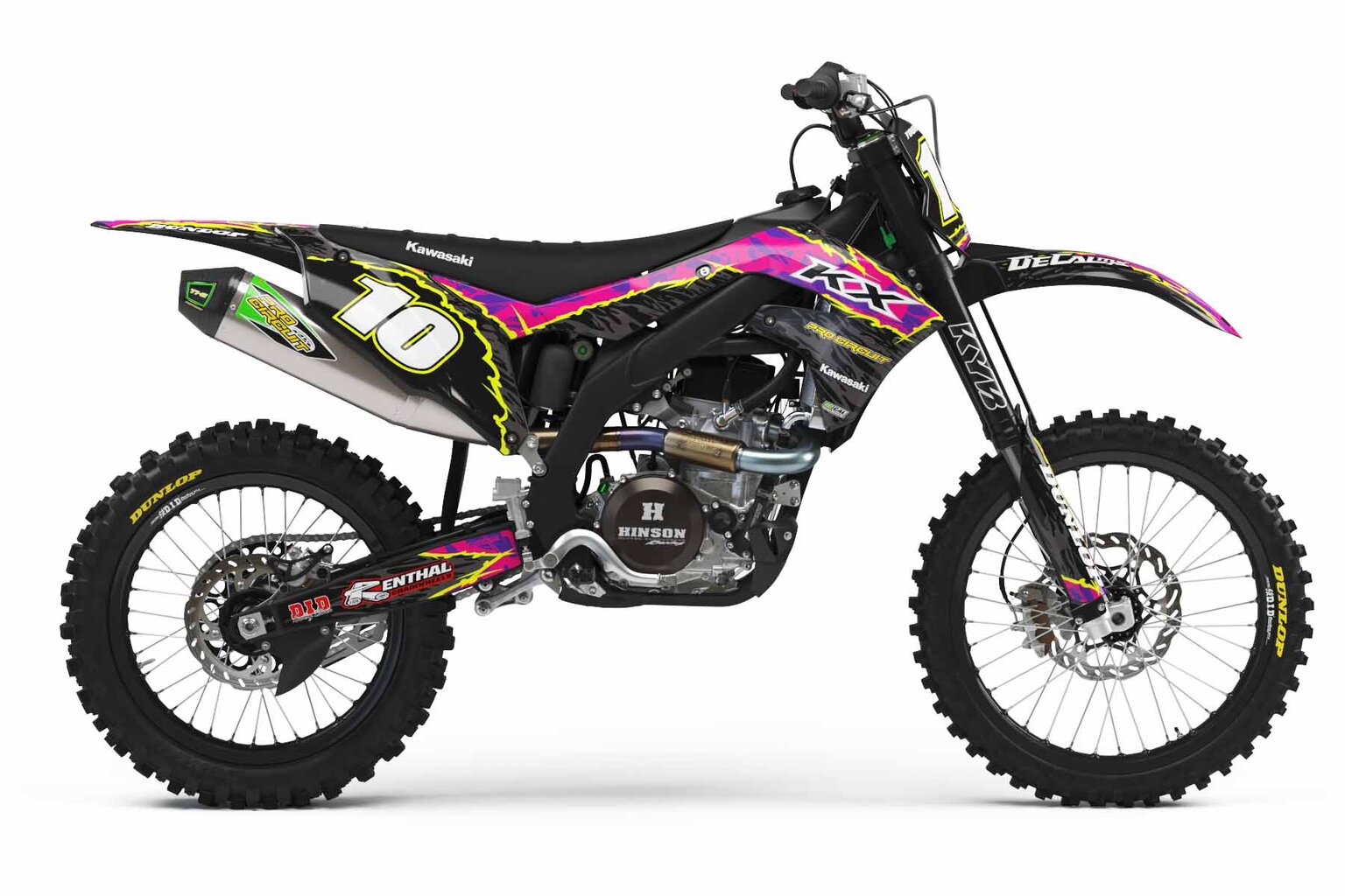 Kawasaki KX250F Black T-10 Series Dirt Bike Graphics Kit