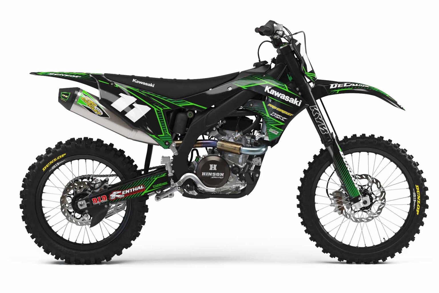 Kawasaki KX450F Black T-11 Series Dirt Bike Graphics Kit