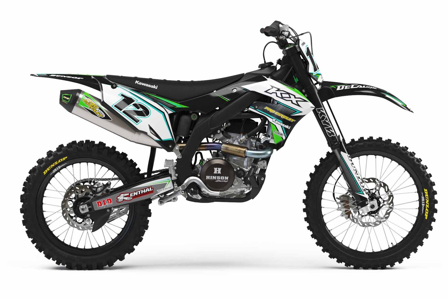 Kawasaki KX250 Black T-12 Series Dirt Bike Graphics Kit