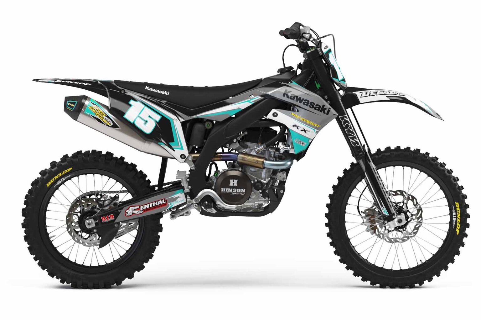 Kawasaki KX125 Black T-15 Series Dirt Bike Graphics Kit