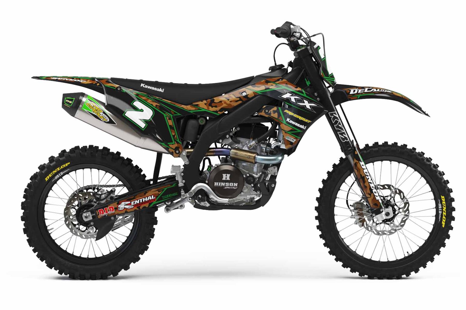 Kawasaki KX250F Black Traditional Camo Dirt Bike Graphics Kit