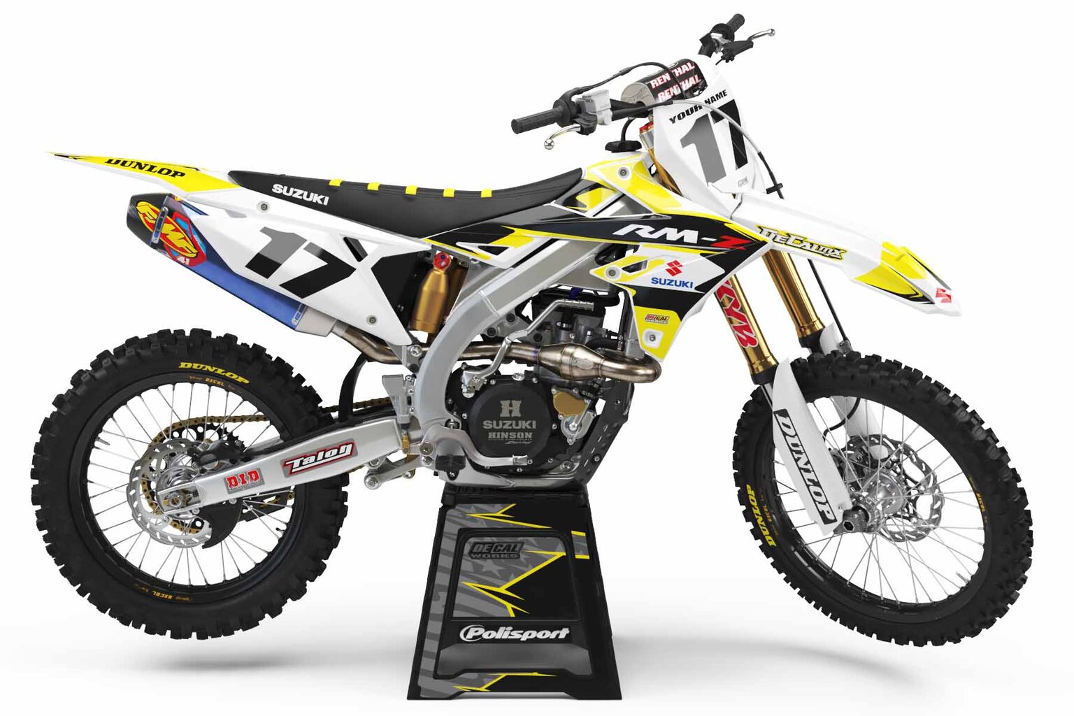 Suzuki RM125 White Garage Sale Complete Dirt Bike Graphics Kit