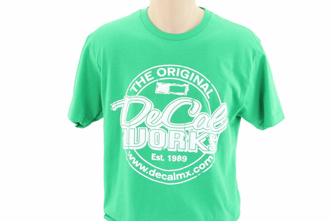 DeCal Works Small Original Green T-Shirt with White Logo