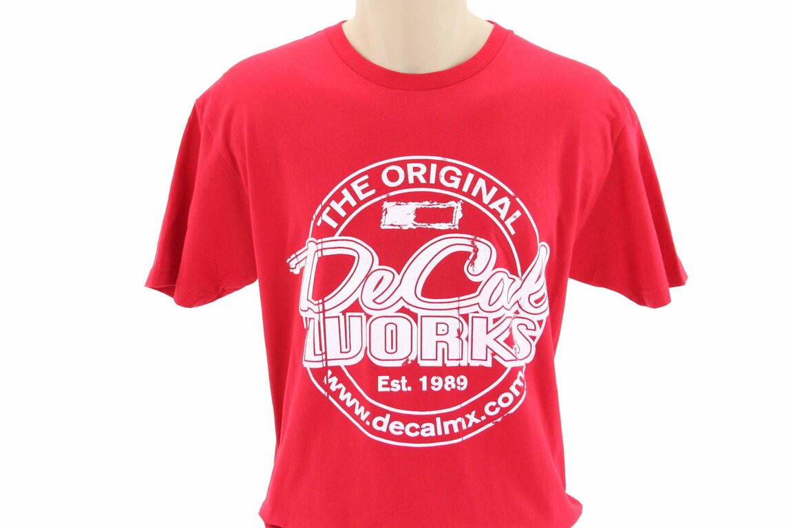 DeCal Works Large Original Red T-Shirt with White Logo