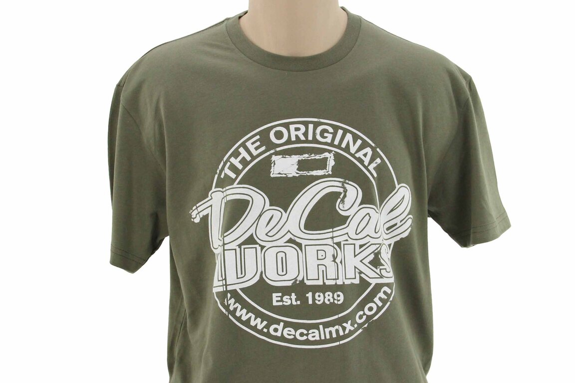 DeCal Works Medium Original Olive T-Shirt with White Logo