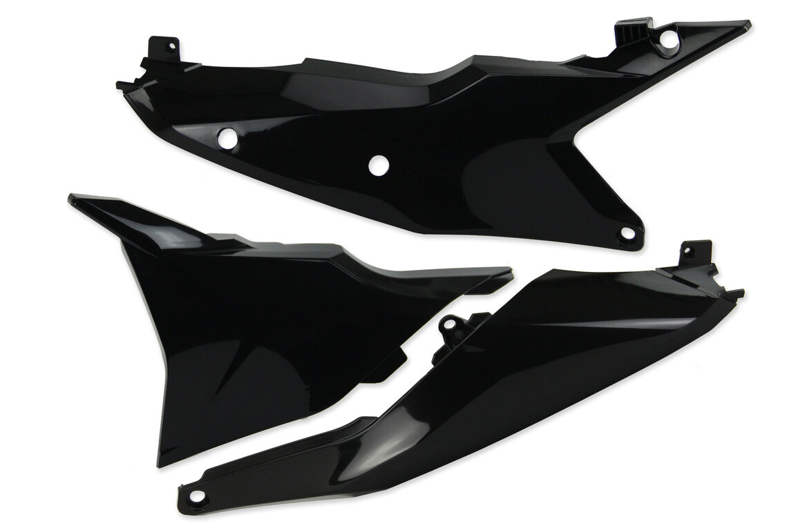 UFO Black Side Number Plates with Airbox Cover for 22-25 KTM EXCF, SMR, SX, SXF, XC, XCF, XCW, XCW300 Factory Edition, XW