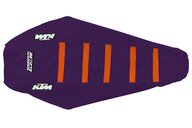 DeCal Works Purple Purple Orange with KTM logo Gripper Ribbed Seat Covers for 22-25 KTM EXCF, SMR, SX, SXF, XC, XCF, XCW, XCW300 Factory Edition, XW