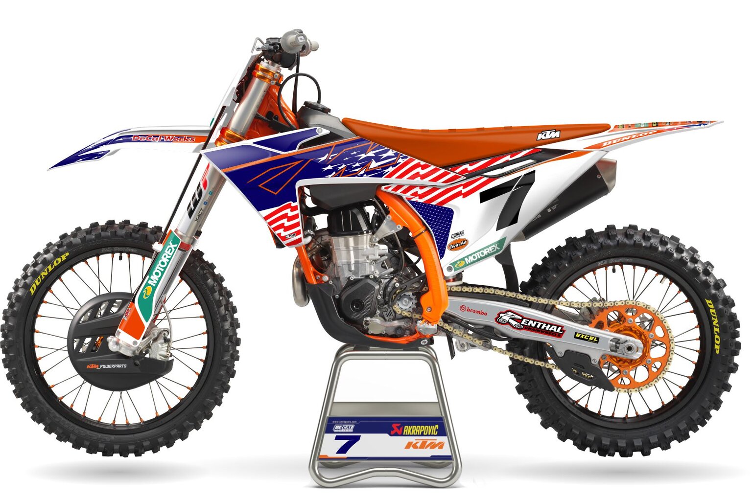 KTM SXF450 Red Bud 23 Red, White and Blue Dirt Bike Graphics Kit