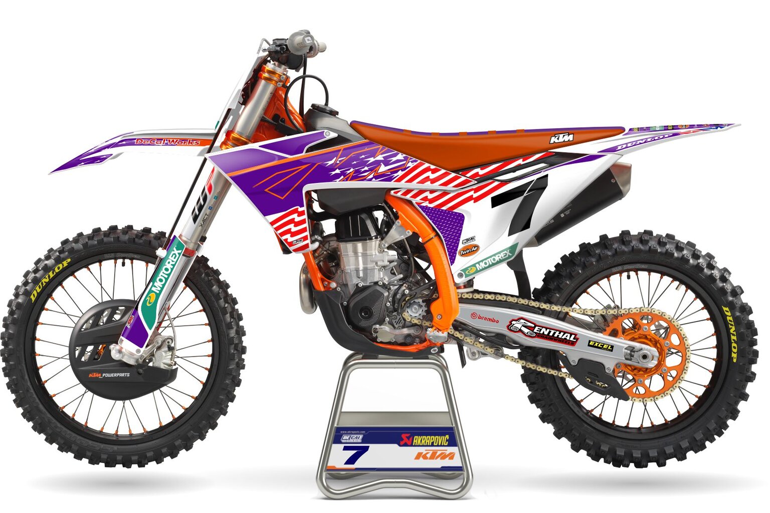 KTM SX125 Red Bud 23 Red, White and Purple Dirt Bike Graphics Kit