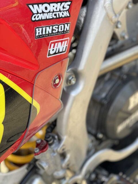 Yellow #33 Number Plate Decals with Red and Yellow Think it. Create It. Dirt Bike Graphics on a Honda CR and CRF Dirt Bike Officially Licensed Motocross Graphics