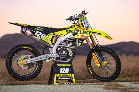 Yellow and black Suzuki RMZ250 Dirt Bike Graphics on Polisport Plastic with Officially Licensed Polisport Logos