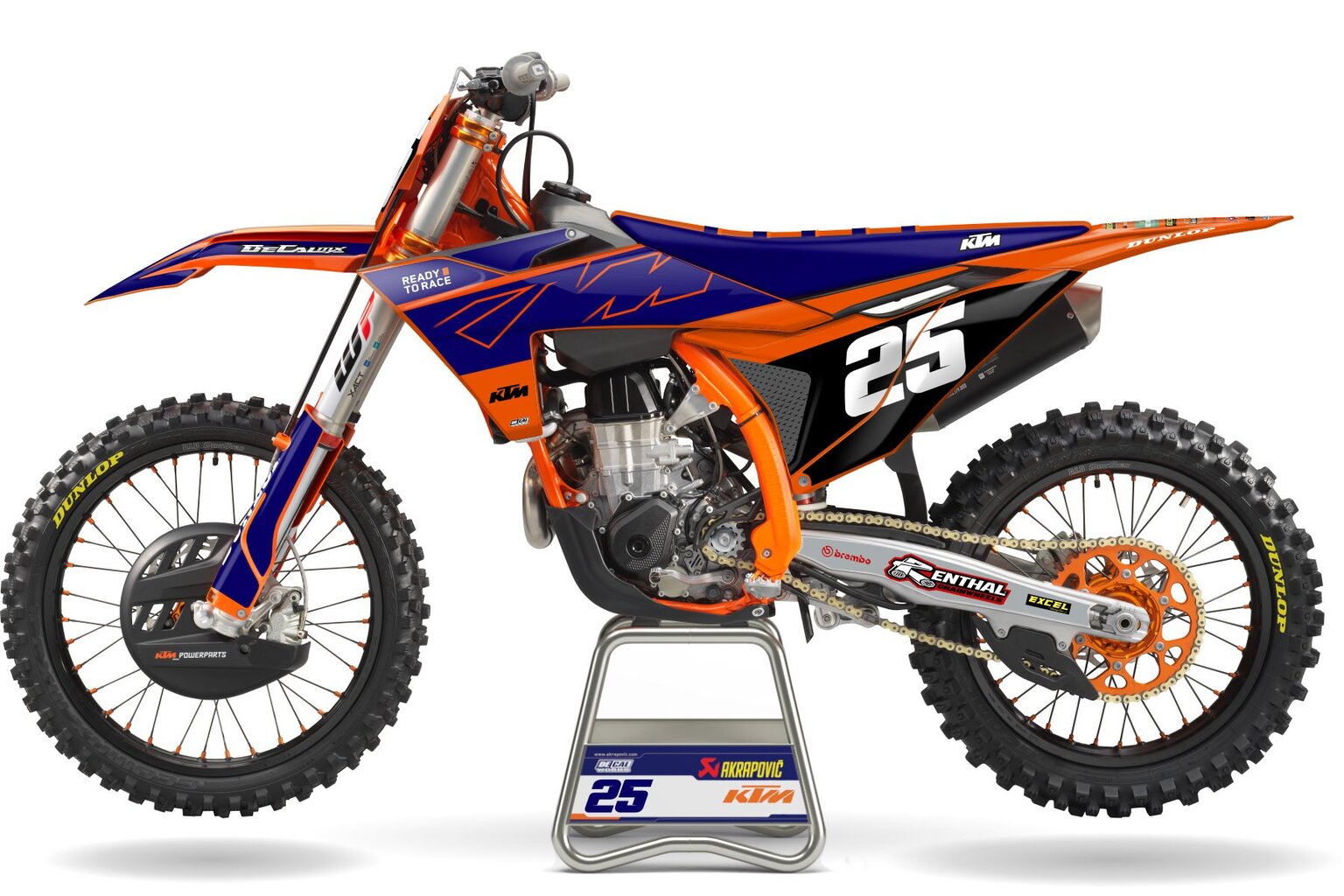 KTM SXF250 Navy Blue and Orange DOB 23 Series Design Graphic Kits