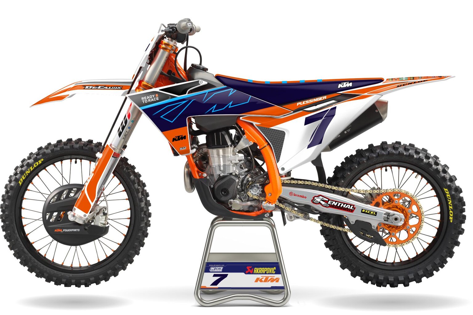 KTM SX250 White ,Orange and Blue DOB 23 Series Design Graphic Kits